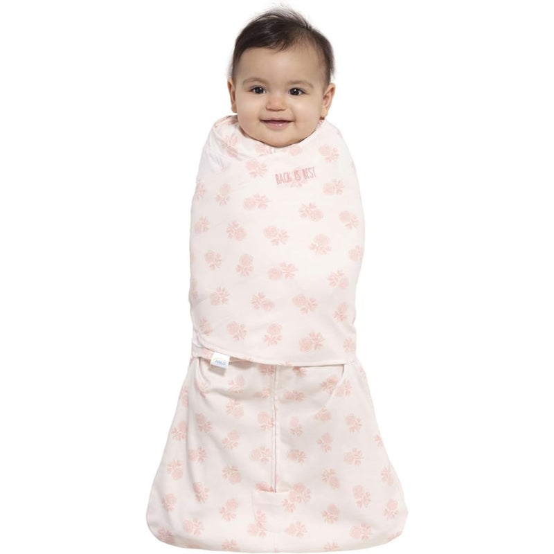 HALO 100% Cotton Sleepsack Swaddle, 3-Way Adjustable Wearable Blanket, TOG 1.5, Watercolor Rose Toss Blush, Newborn, 0-3 Months - Image 2