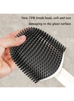 AIWANTO Toilet Bowl Brush Holder Set Elegant Design with Holder for Deep Cleaning Under Rim Compact Size Scrubber for Small Space Modern Bathroom Accessories White  - Image 5