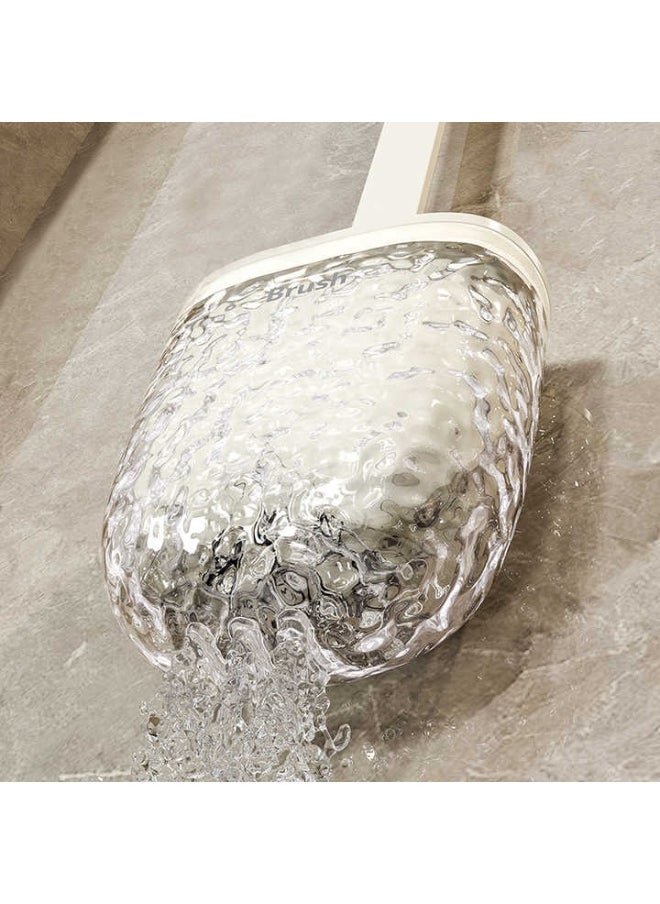 AIWANTO Toilet Bowl Brush Holder Set Elegant Design with Holder for Deep Cleaning Under Rim Compact Size Scrubber for Small Space Modern Bathroom Accessories White  - Image 4