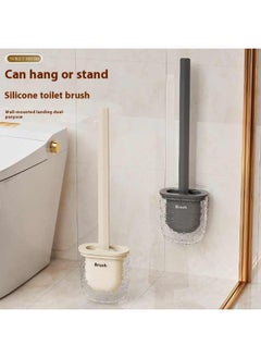 AIWANTO Toilet Bowl Brush Holder Set Elegant Design with Holder for Deep Cleaning Under Rim Compact Size Scrubber for Small Space Modern Bathroom Accessories White  - Image 3