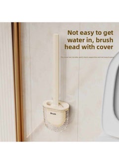 AIWANTO Toilet Bowl Brush Holder Set Elegant Design with Holder for Deep Cleaning Under Rim Compact Size Scrubber for Small Space Modern Bathroom Accessories White  - Image 2