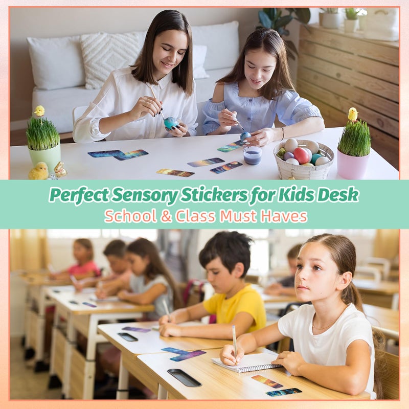 TOEMUR 120 Pieces Anxiety Sensory Stickers with 2 Textured Sticker - Desk Fidget and Calming Stickers with Storage Box for Adults & Teens - Anxiety Relief Sensory Strips (Colorful) - Image 4
