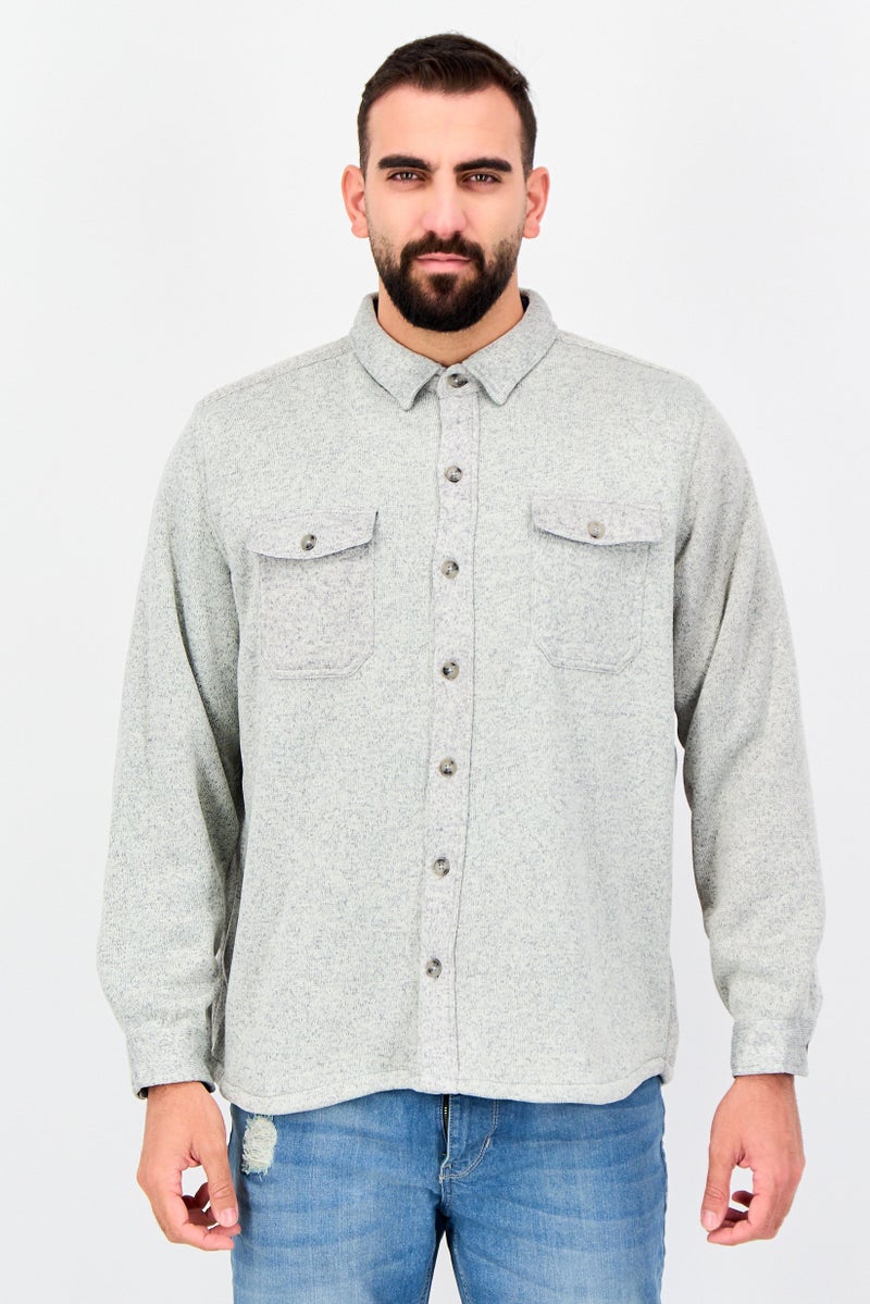 Weatherproof قميص جاكيت رمادي بأزرار عريضة للرجال - Image 1