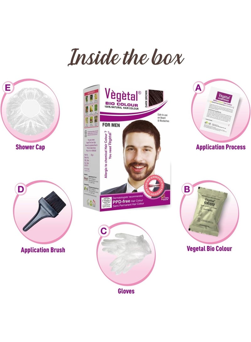 Vegetal Bio Colour  Experience Natural Dark Brown Beard Hair Color for Men, 25g - Image 3