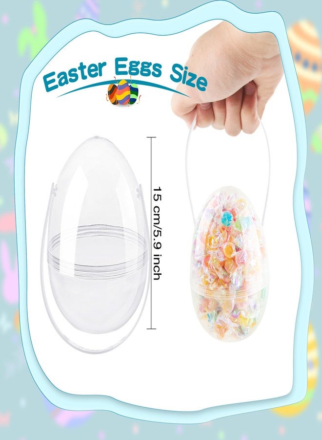 Restroma 12 Inch/ 10 Inch/ 8 Inch Giant Clear Easter Eggs Fillable 4/5/ 6/7/ 8/10/ 12 Pcs Jumbo Plastic Easter Eggs Large Clear Easter Egg Empty for Easter (16 Pcs - Clear with Handle (6 Inch)) - Image 2