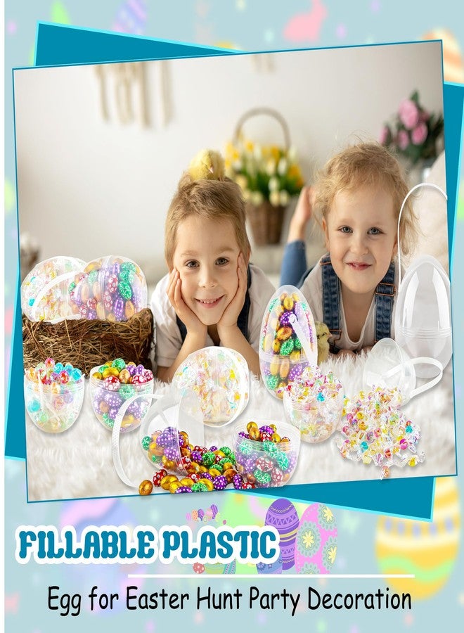 Restroma 12 Inch/ 10 Inch/ 8 Inch Giant Clear Easter Eggs Fillable 4/5/ 6/7/ 8/10/ 12 Pcs Jumbo Plastic Easter Eggs Large Clear Easter Egg Empty for Easter (16 Pcs - Clear with Handle (6 Inch)) - Image 5