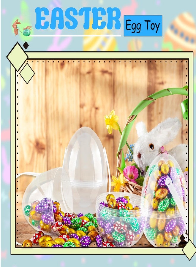 Restroma 12 Inch/ 10 Inch/ 8 Inch Giant Clear Easter Eggs Fillable 4/5/ 6/7/ 8/10/ 12 Pcs Jumbo Plastic Easter Eggs Large Clear Easter Egg Empty for Easter (16 Pcs - Clear with Handle (6 Inch)) - Image 3