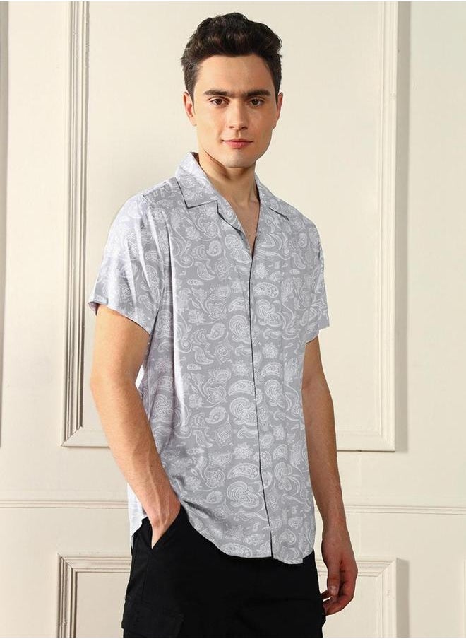Dennis Lingo Paisley Print Short Sleeve Shirt by Styli  - Image 1