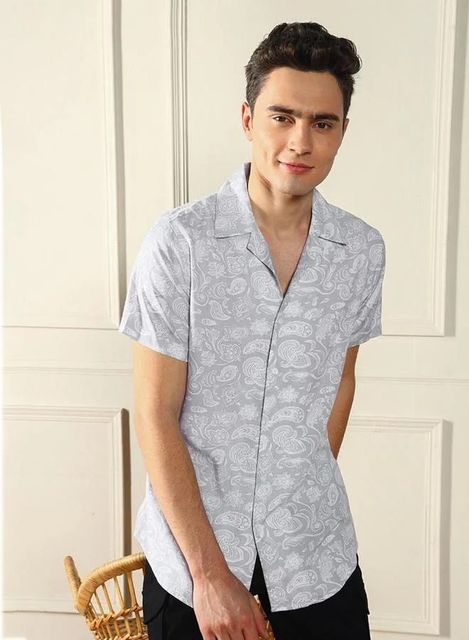 Dennis Lingo Paisley Print Short Sleeve Shirt by Styli
