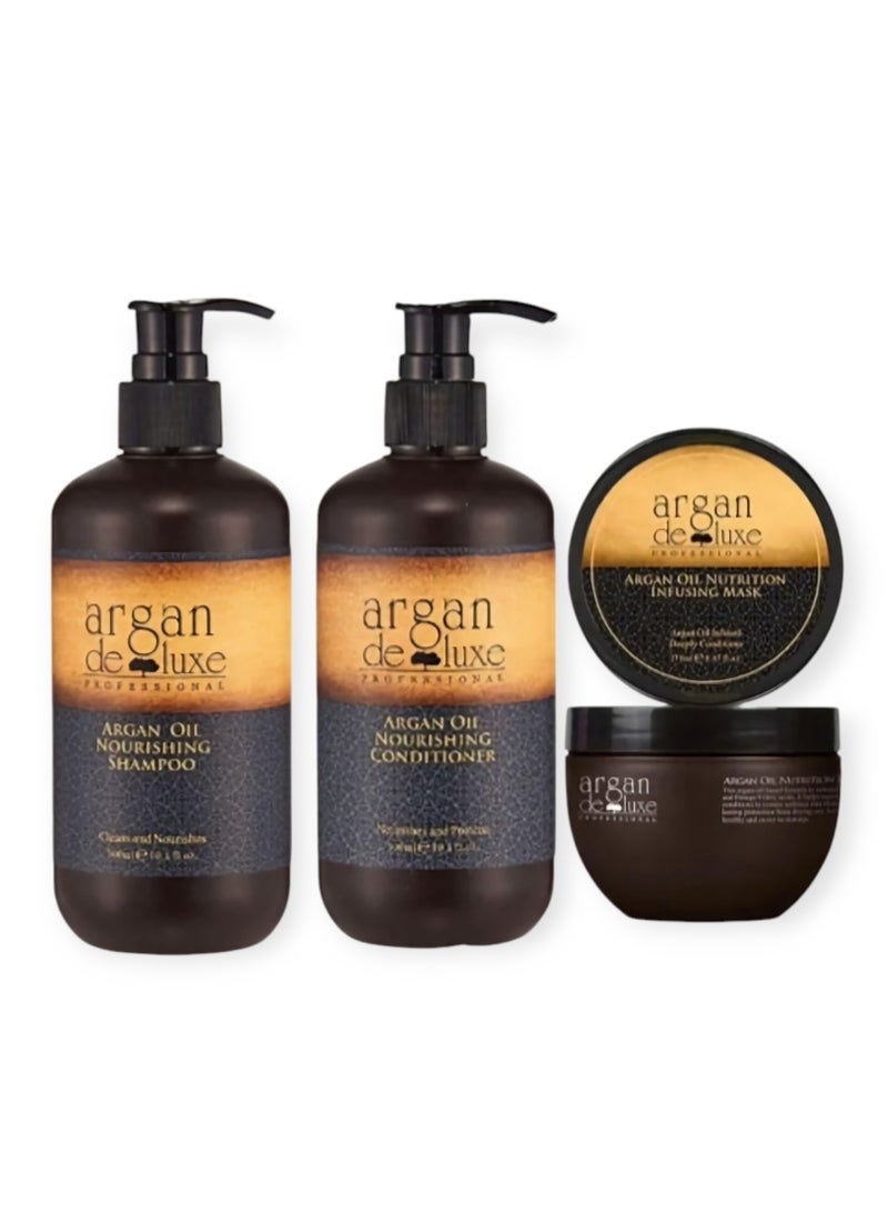 argan de luxe Argan Deluxe Argan Oil Care Set - Shampoo & Conditioner 300ml + Mask 250ml