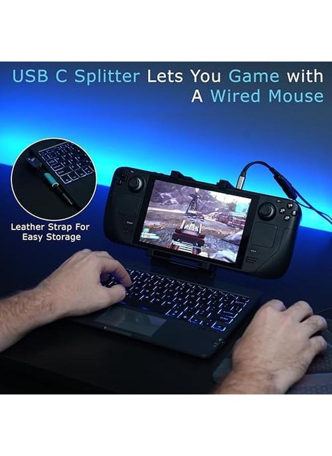 erorex - Decktop With Splitter Steam Deck Keyboard And Bluetooth Trackpad Mouse With Multicolor Led Laptop Accessory For Valve Linux Pc Gaming Accessories Steam Deck Rog Ally - Image 1