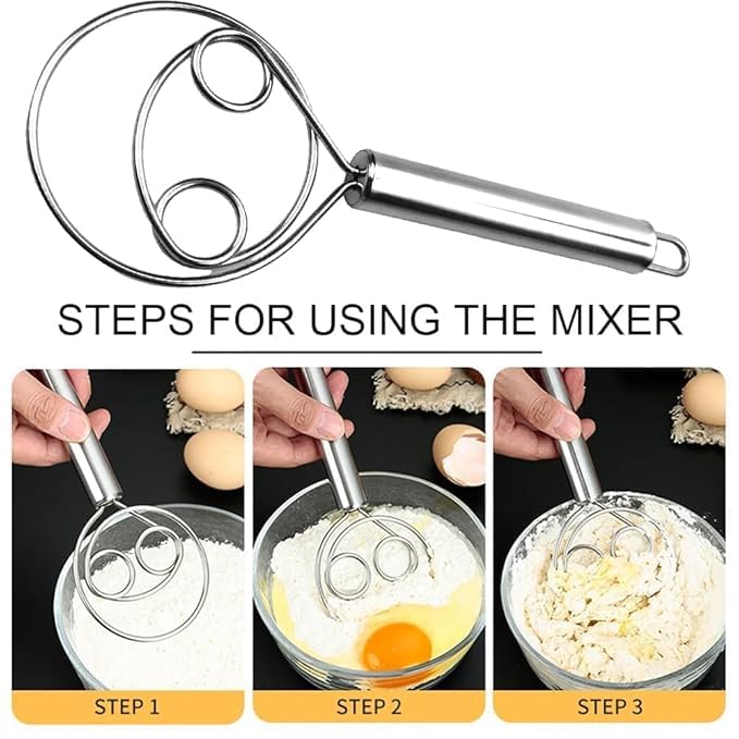 black sparrow Black Sparrow Multifunctional Effortless Stainless Steel Dough Mixer with Hanging Hole Durable TimeSaving Mixing Stick Baking Tools Egg Beater for Home Kitchen Baking Accessories  - Image 5