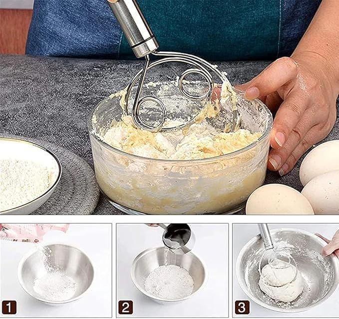 black sparrow Black Sparrow Multifunctional Effortless Stainless Steel Dough Mixer with Hanging Hole Durable TimeSaving Mixing Stick Baking Tools Egg Beater for Home Kitchen Baking Accessories  - Image 4