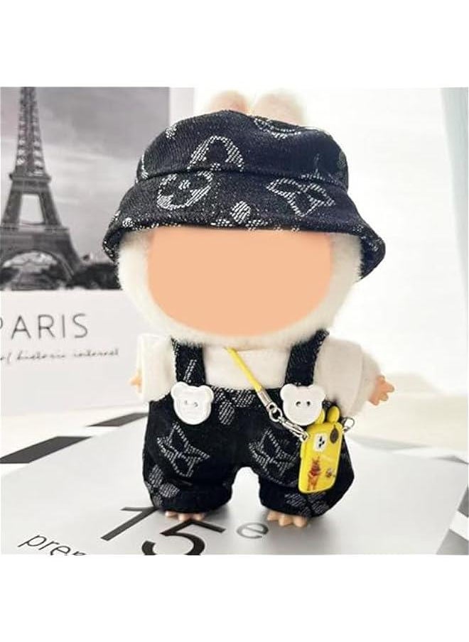 Arabest Clothes Set for Labubu Doll, Hat and Overalls Outfit Set for Labubu 17cm Accessories, Cute Stylish Clothing Suit for Doll Dress up (Style 1)  - Image 2