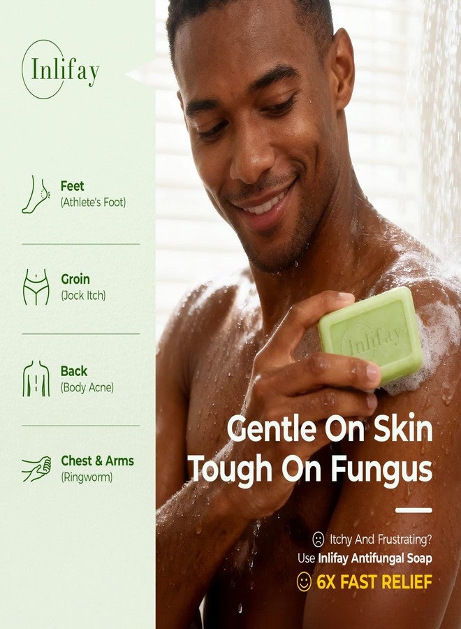 Inlifay Antifungal Soap Bar for Men: Anti Fungal Skin Soap for Athlete's Foot, Jock Itch, Ringworm - Tea Tree Fungus Soap for Active People Daily Body Cleansing | 2 Bars (1 Pack) - Image 2