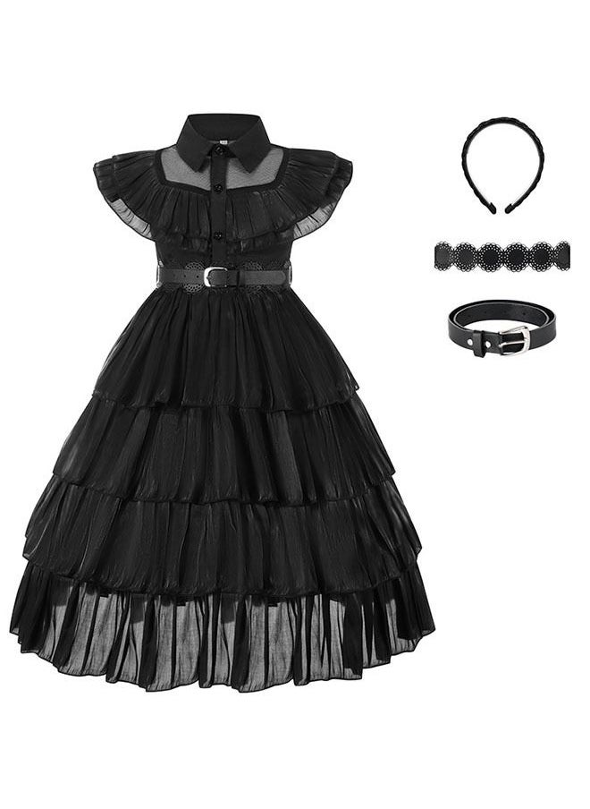 NIBEMINENT - Wednesday Addams Costume Dress Kids Girls Family Costumes Cosplay Party For Girls - Image 1