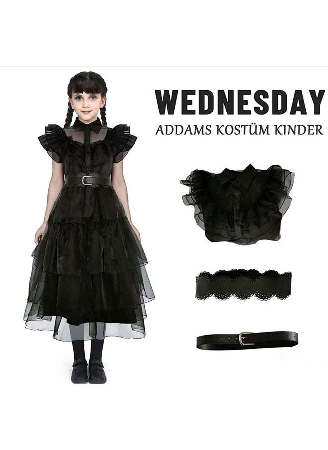 NIBEMINENT - Wednesday Addams Costume Dress Kids Girls Family Costumes Cosplay Party For Girls - Image 1