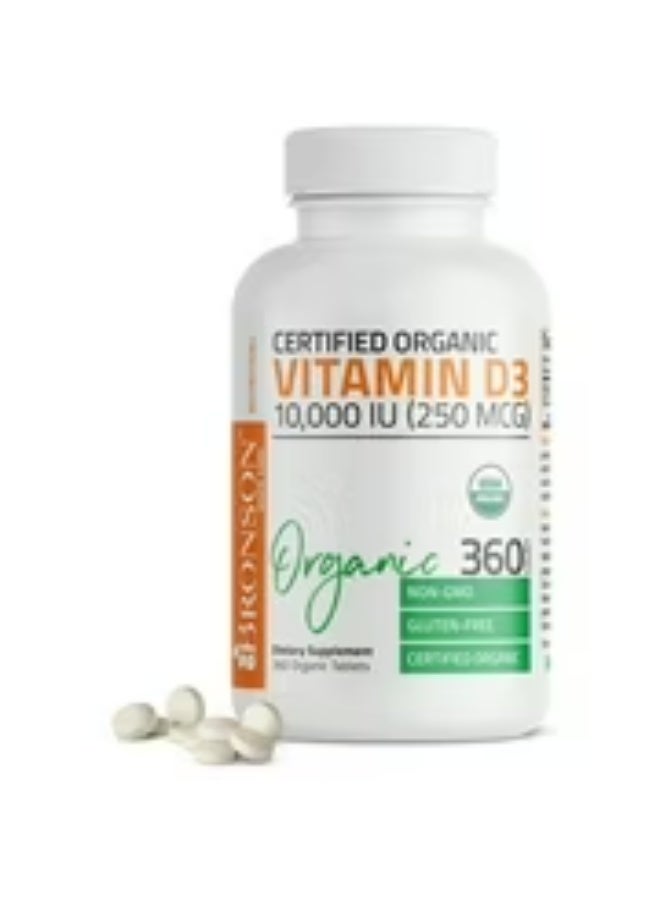 برونسون فيتامين د3 10000 وحدة دولية (250 ميكروغرام) عالي الفعالية - يدعم جهاز المناعة الصحي، والعظام القوية، والعضلات والأسنان - غير معدل وراثيًا، 360 كبسولة هلامية (تكفي لمدة عام واحد) - Image 1