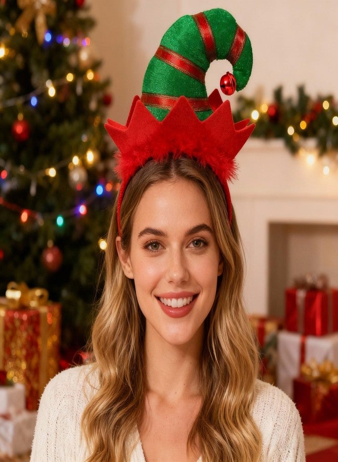 Hosfairy Elf Hat Holiday Christmas Elf Headband Santa Headwear Cute Hair Hoop Headwear for Adult girls Xmas Party Holiday Hair Accessories Favors - Image 2