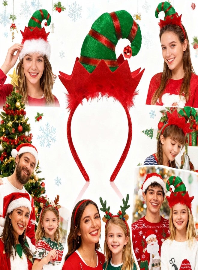 Hosfairy Elf Hat Holiday Christmas Elf Headband Santa Headwear Cute Hair Hoop Headwear for Adult girls Xmas Party Holiday Hair Accessories Favors - Image 3