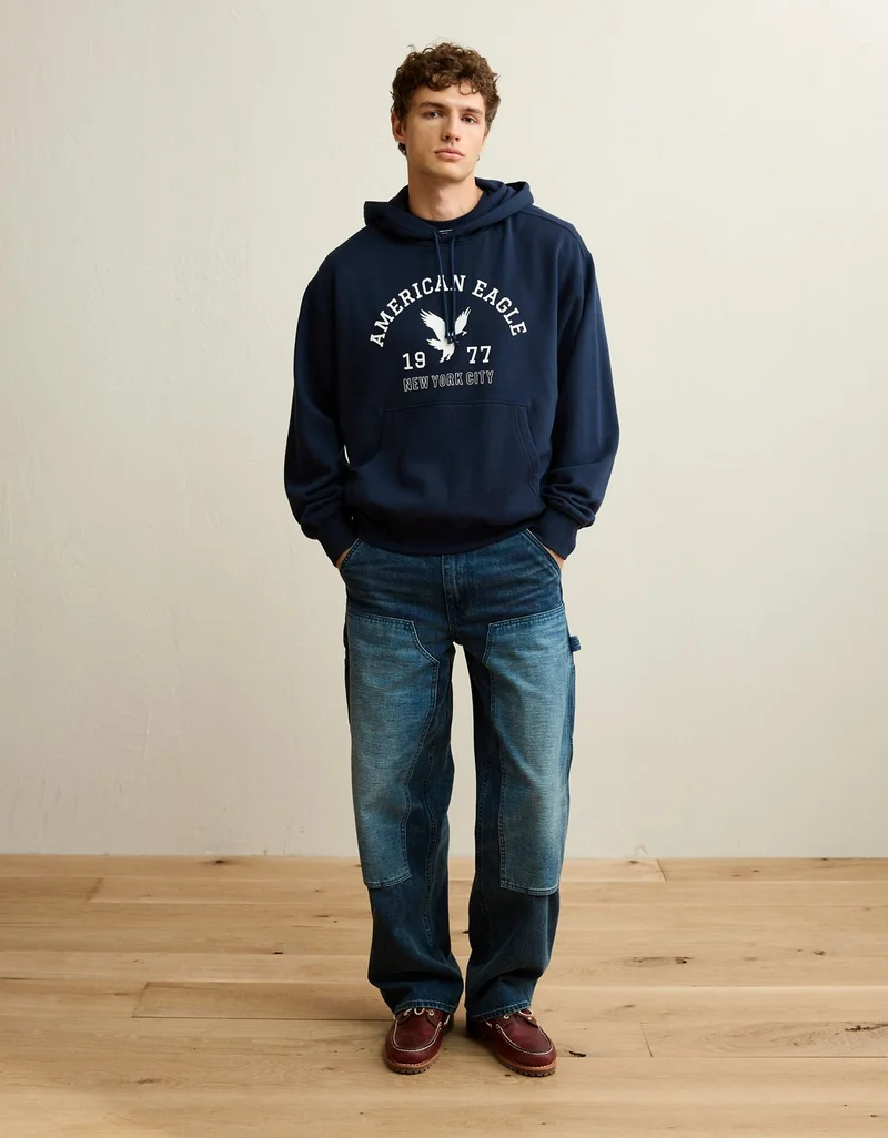 American Eagle AE Lightweight Logo Fleece Hoodie