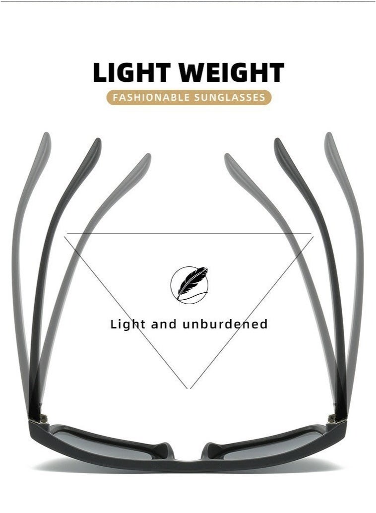 R A B O Polarized Sunglasses – HD Polarized Lens, 100% UV400 Protection, Stylish Unisex Design – Black - Image 2