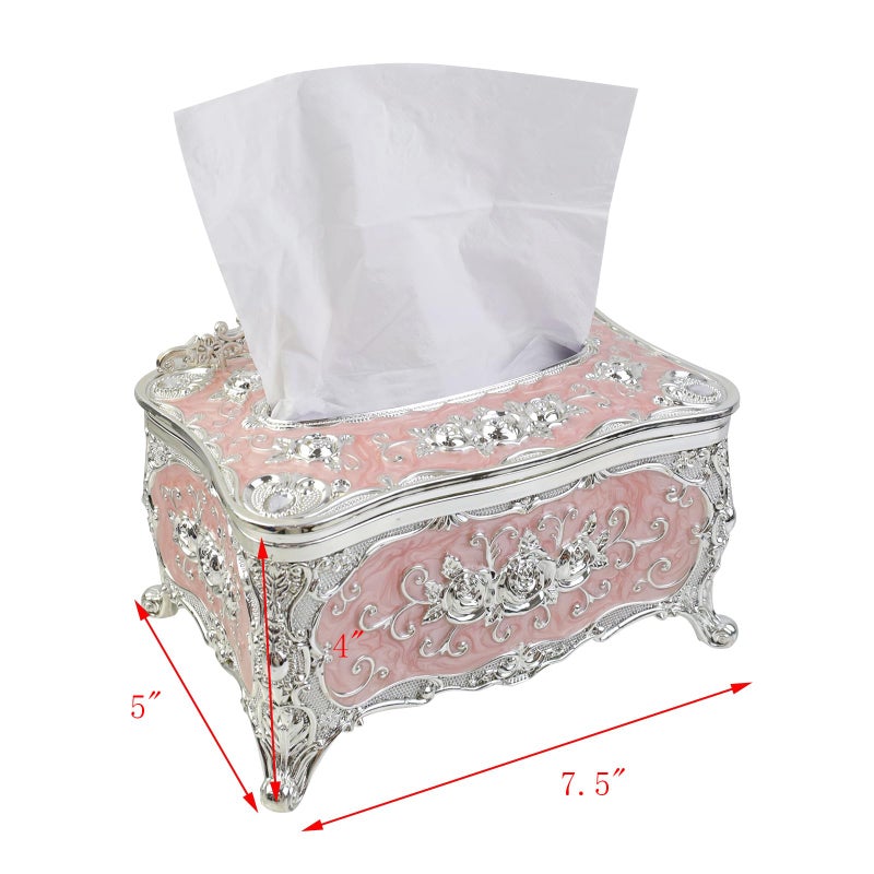 Geesatis Tissue Box Cover, Rectangle Tissue Box Holder, Rectangular Napkin Facial Tissues Holder for Bathroom Toilet Bedroom Living Room Table Desk Office Dresser, 1 Pcs Pink 7.5''x5''x4'' - Image 2