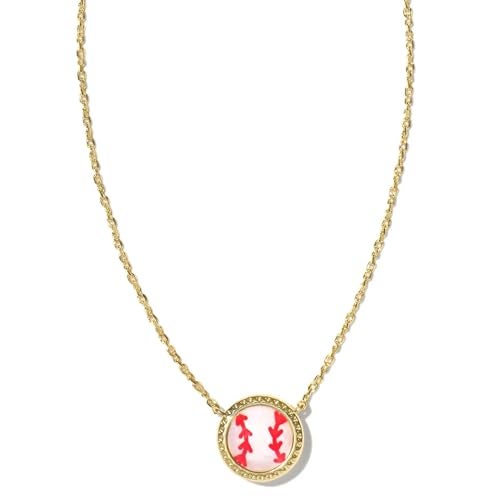 Kendra Scott Baseball 14k Gold-Plated Short Pendant Necklace in Ivory Mother of Pearl, Fashion Jewelry for Women - Image 1