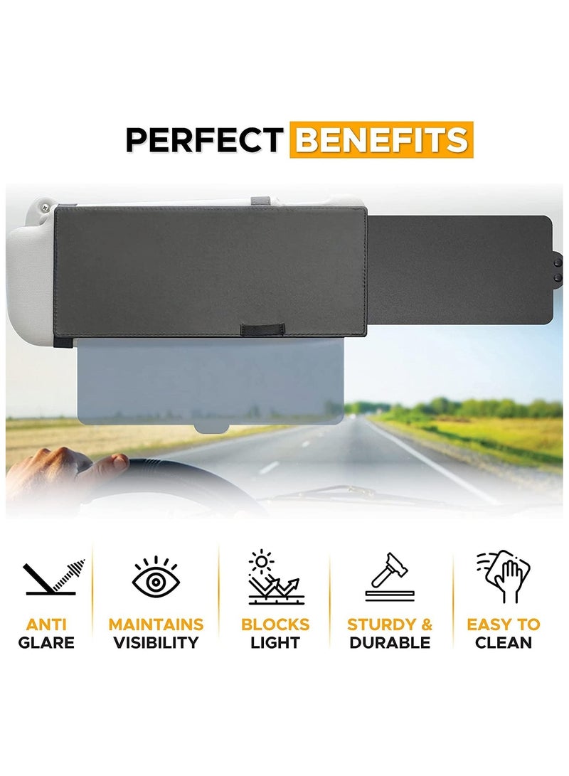 Altheqa Polarized Car Sun Visor Extender, One Pull Down Sunshade See Through Glass and One Side Sunshade Sun Block Piece Snow Blindness Protects from UV Rays Universal Fit for Most of The Cars - Image 3