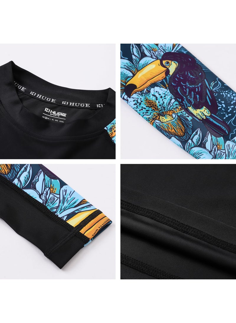 HUGE SPORTS HUGE SPORTS Men's Splice UV Sun Protection UPF 50+ Skins Rash Guard Long Sleeves(HeyToucan, 2XL)  - Image 5