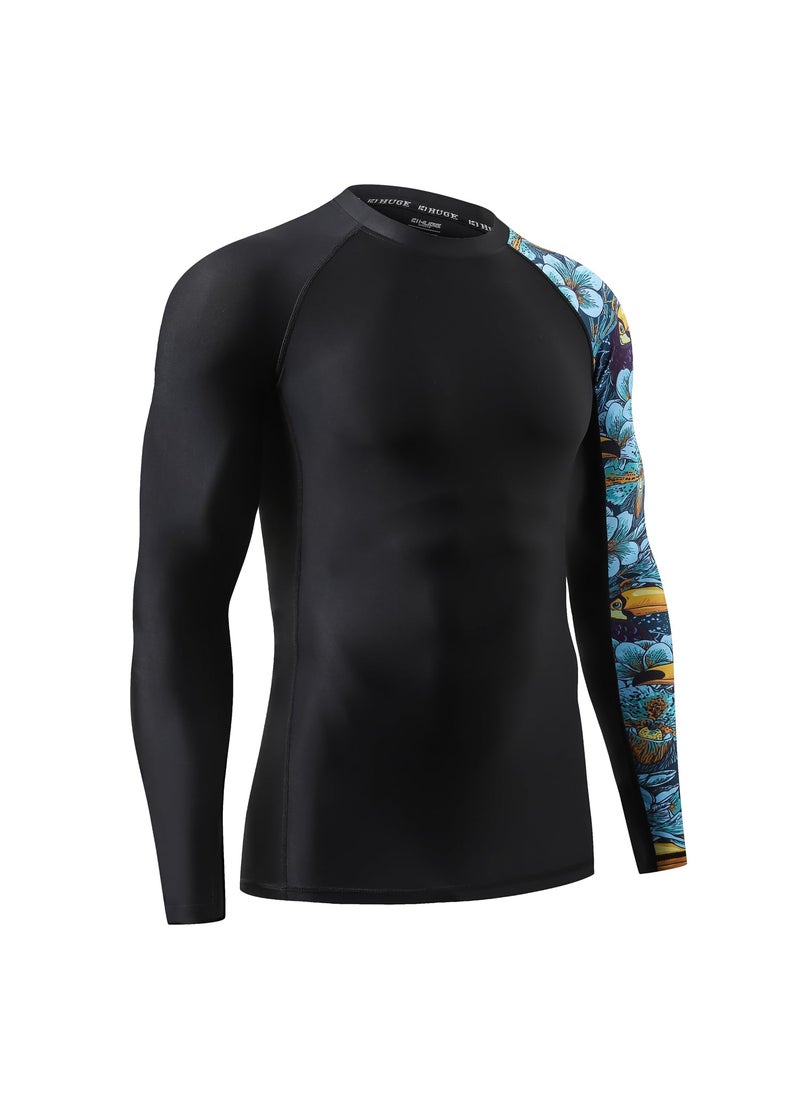 HUGE SPORTS HUGE SPORTS Men's Splice UV Sun Protection UPF 50+ Skins Rash Guard Long Sleeves(HeyToucan, 2XL)  - Image 3