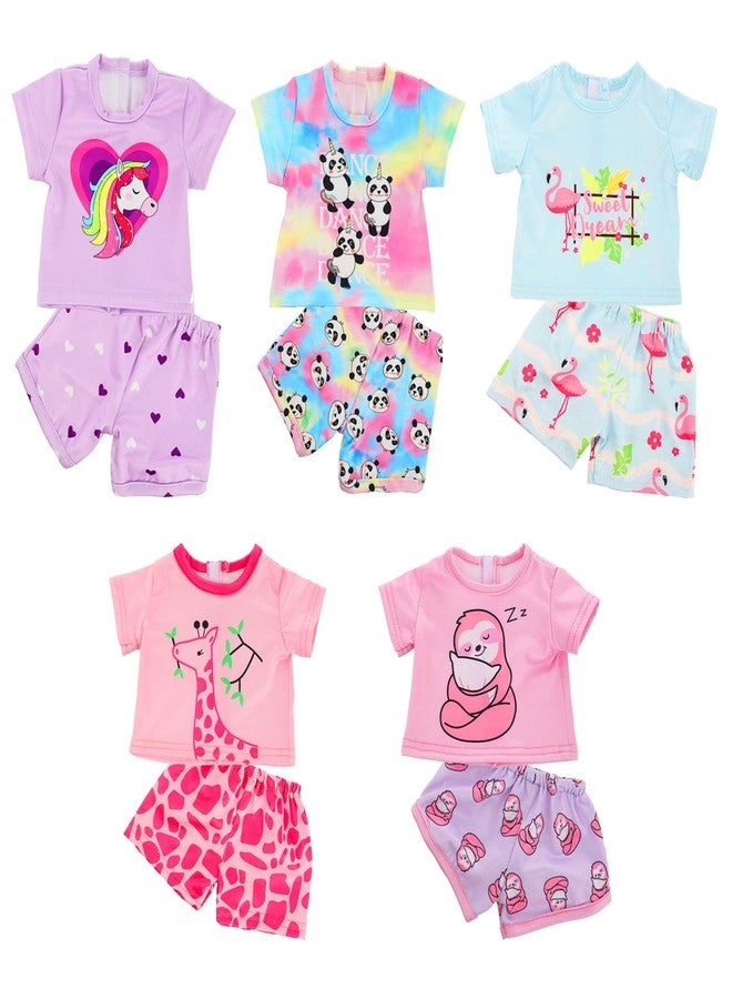 Ecore Fun Girl Doll Clothes, 5 Set 16-18 Inch Baby Doll Clothes and Accessories -Doll Animal Outfits Gift-Tops and Pants - Image 1