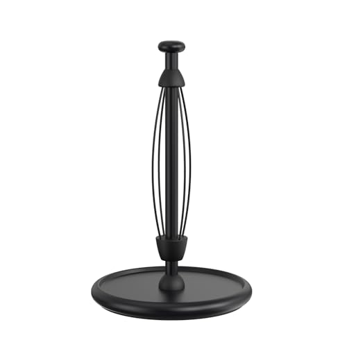 VEHHE Paper Towel Holder Countertop with Weighted Base OneHanded Tear Paper Towel Holder with Damping Function and EVA NonSlip Pad for Bathroom and Kitchen Black - Image 1