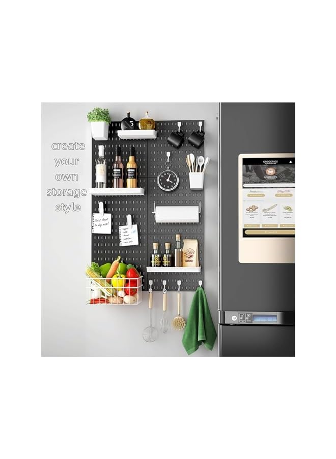 PROMASS promass Pegboard Combination Wall Storage Kit,2 Pack 30 * 30cm Metal Pegboard,Wall Mount Display Pegboard Panel Kits,Pegboard Hooks for Bedroom, Home, Office, Bathroom (Black)  - Image 5