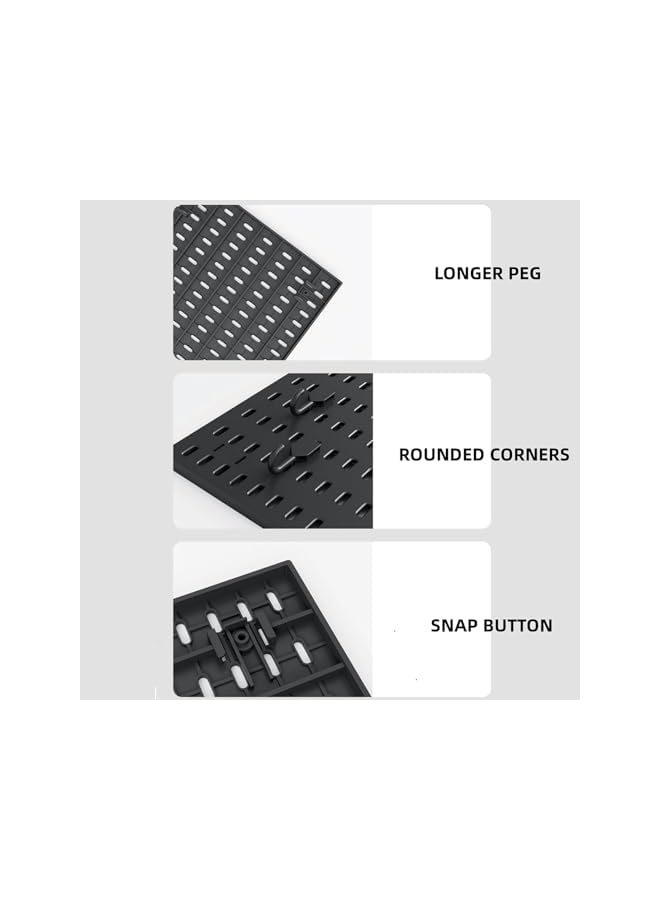 PROMASS promass Pegboard Combination Wall Storage Kit,2 Pack 30 * 30cm Metal Pegboard,Wall Mount Display Pegboard Panel Kits,Pegboard Hooks for Bedroom, Home, Office, Bathroom (Black)  - Image 3