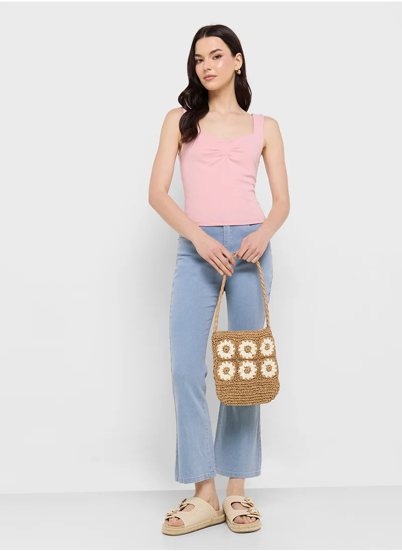 جينجر Slinky Tank Top With Sweetheart Neck