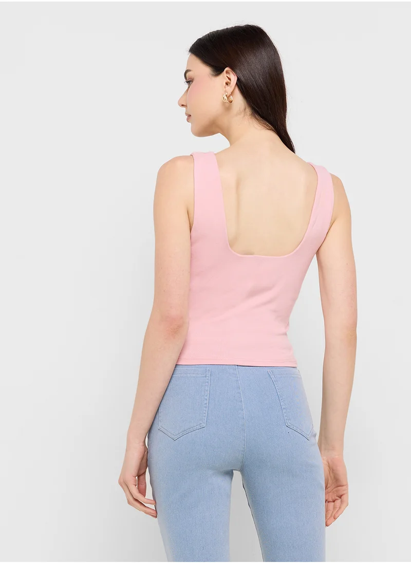 Ginger Slinky Tank Top With Sweetheart Neck