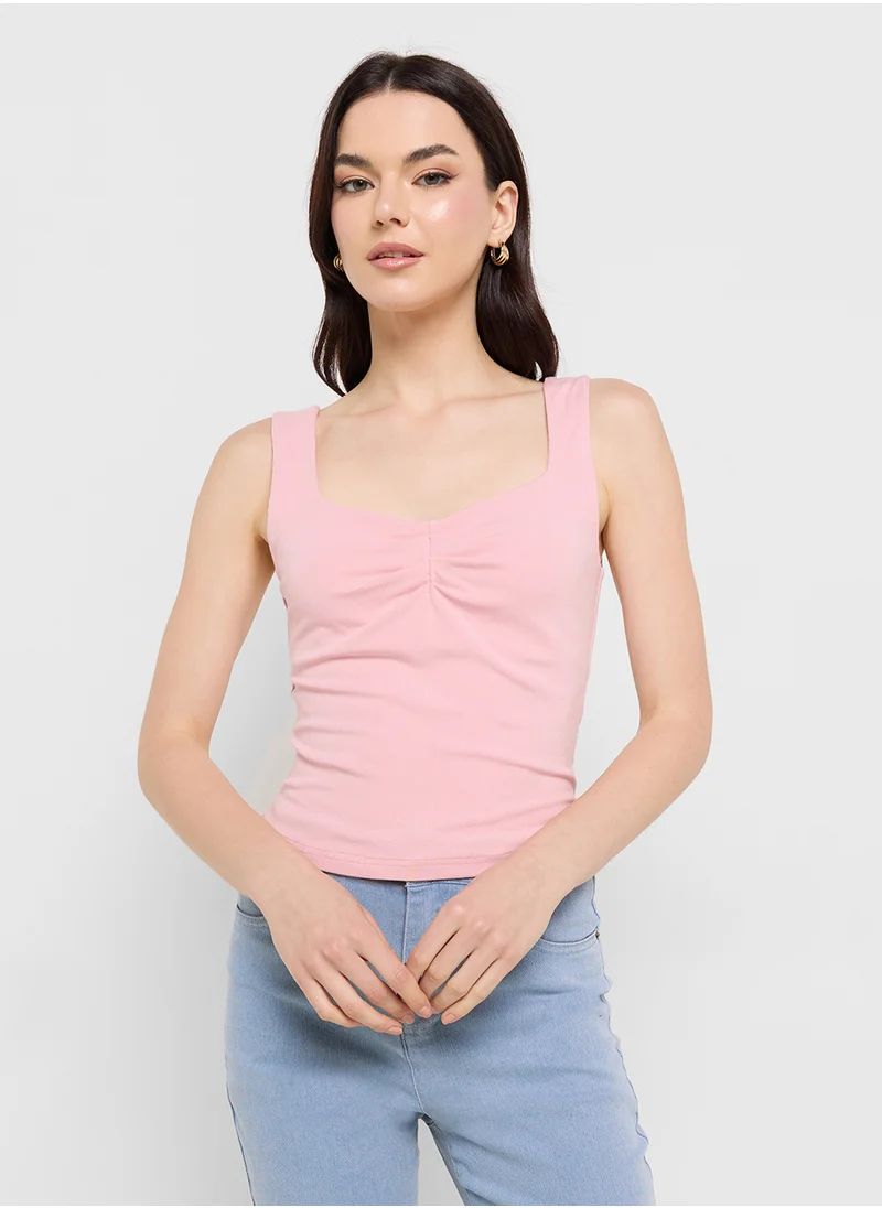 Ginger Slinky Tank Top With Sweetheart Neck