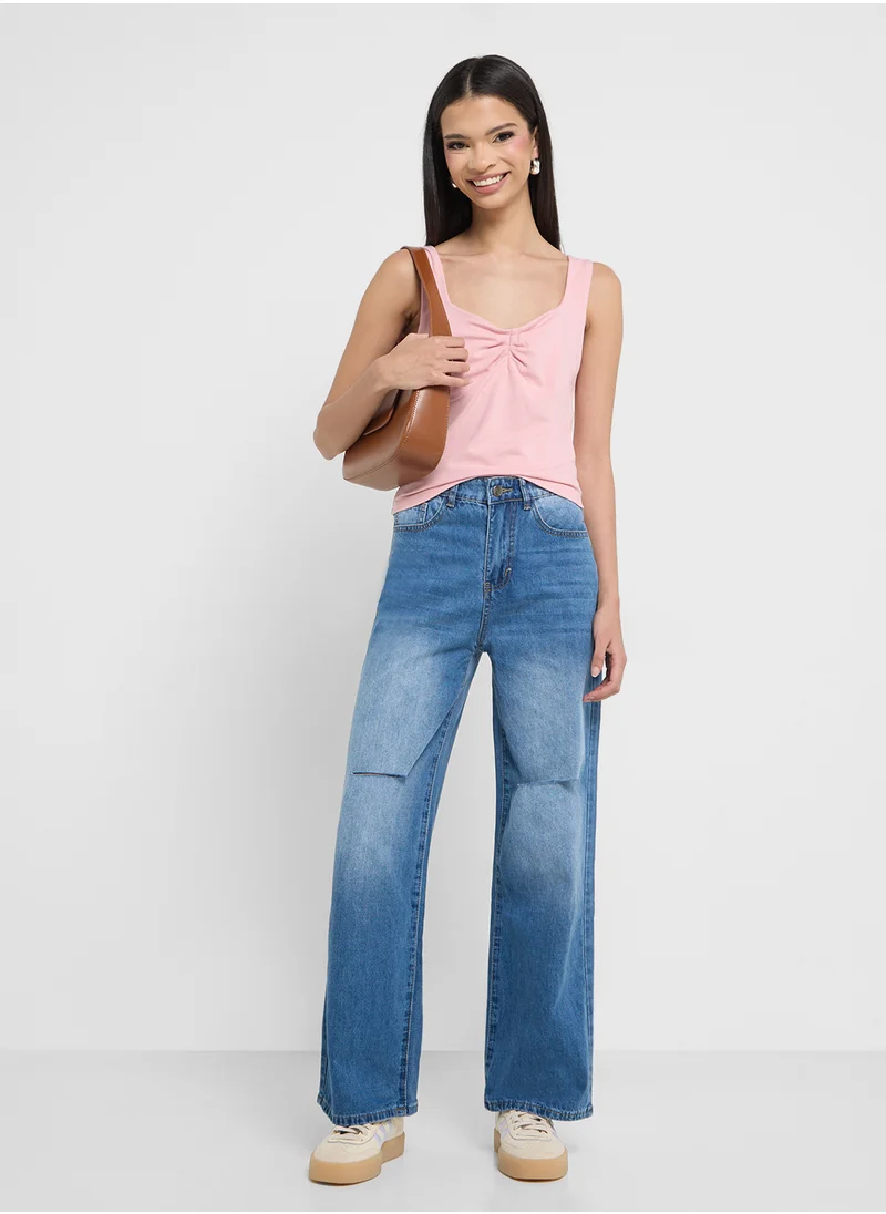 Ginger Slinky Tank Top With Sweetheart Neck