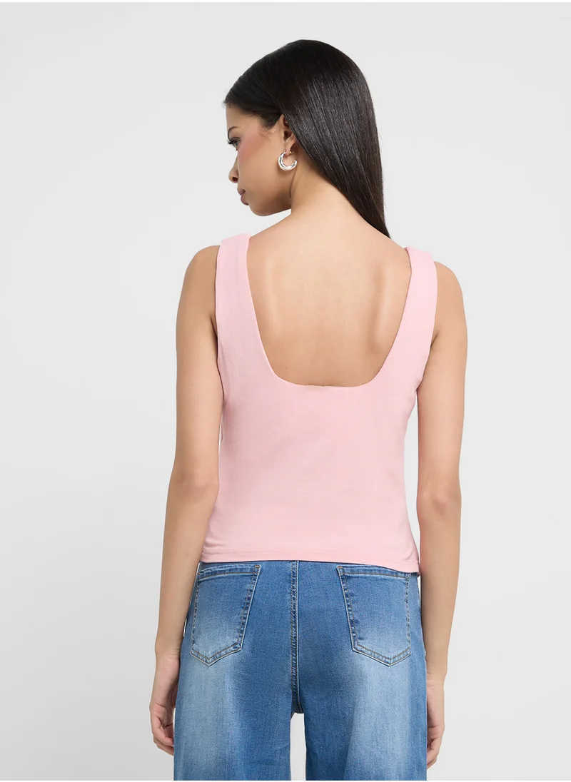 Ginger Slinky Tank Top With Sweetheart Neck