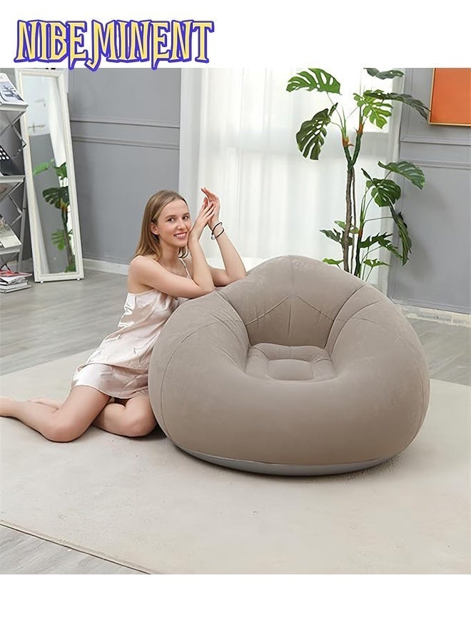 NIBEMINENT كرسي قابل للنفخ من حبوب الفاصولياء، أريكة هوائية خارجية، كرسي أريكة كسول قابل للنفخ بدون حشوة، أريكة قابلة للغسل، كرسي حبوب الفاصولياء القابل للطي، لتنظيم الألعاب المحشوة أو رغوة الذاكرة مع مضخة نفخ كهربائية - Image 3