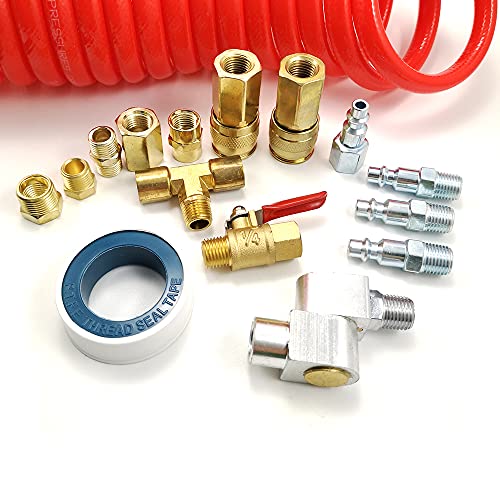 DYNAMIC POWER 16-PCs. Professional Air Compressor Accessories Kit with 3/8" x 15 ft Coil Air Hose. 200 psi - Image 2