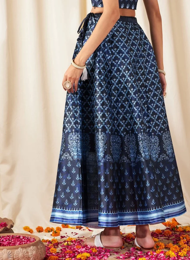 SASSAFRAS Flared Maxi Skirt for Women in Deep Navy Blue