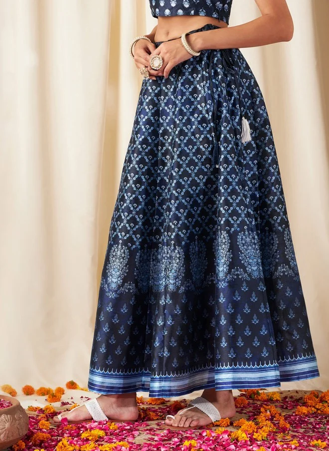 SASSAFRAS Flared Maxi Skirt for Women in Deep Navy Blue