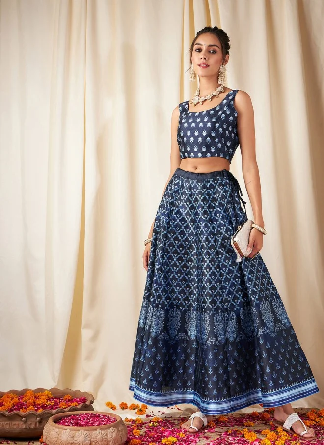 SASSAFRAS Flared Maxi Skirt for Women in Deep Navy Blue