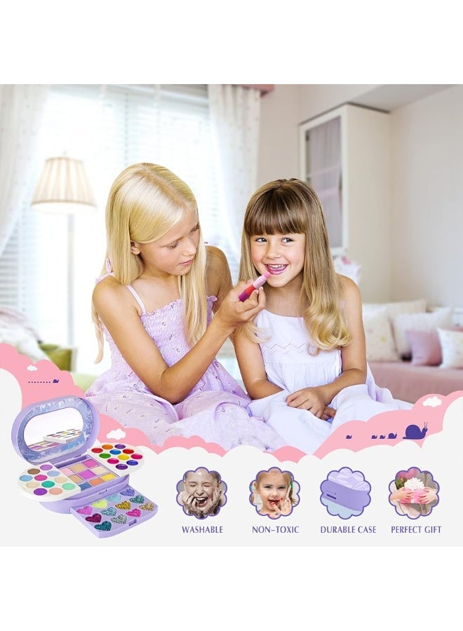 Tomons Kids Washable Makeup Kit, Fold Out Makeup Palette with Mirror, Make Up Toy Gifts for Girls - Safety Tested- Non Toxic - Image 2