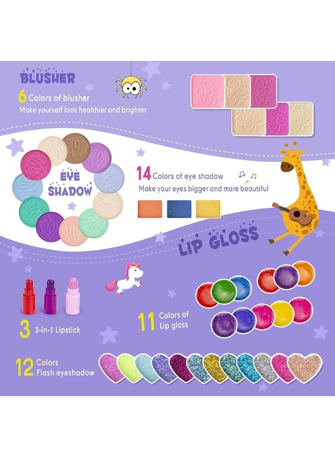Tomons Kids Washable Makeup Kit, Fold Out Makeup Palette with Mirror, Make Up Toy Gifts for Girls - Safety Tested- Non Toxic - Image 3
