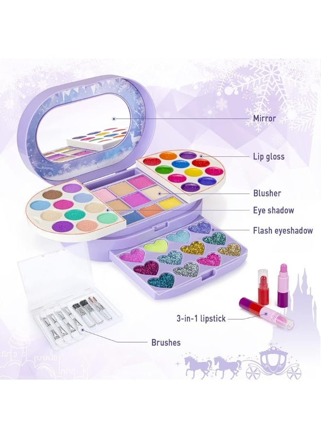 Tomons Kids Washable Makeup Kit, Fold Out Makeup Palette with Mirror, Make Up Toy Gifts for Girls - Safety Tested- Non Toxic - Image 4