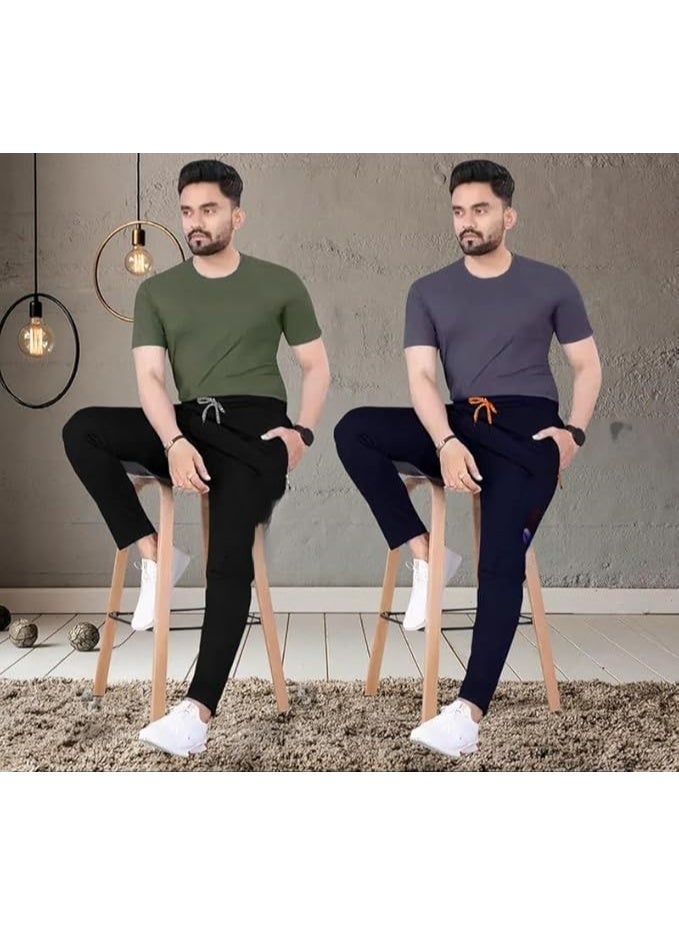 متجر Pinkmint: طقم بنطال رياضي للرجال (Combo) بلون موحد، مناسب لليوجا والرقص والجري والاستخدام اليومي (عبوة من قطعتين) - مقاس XL - Image 2