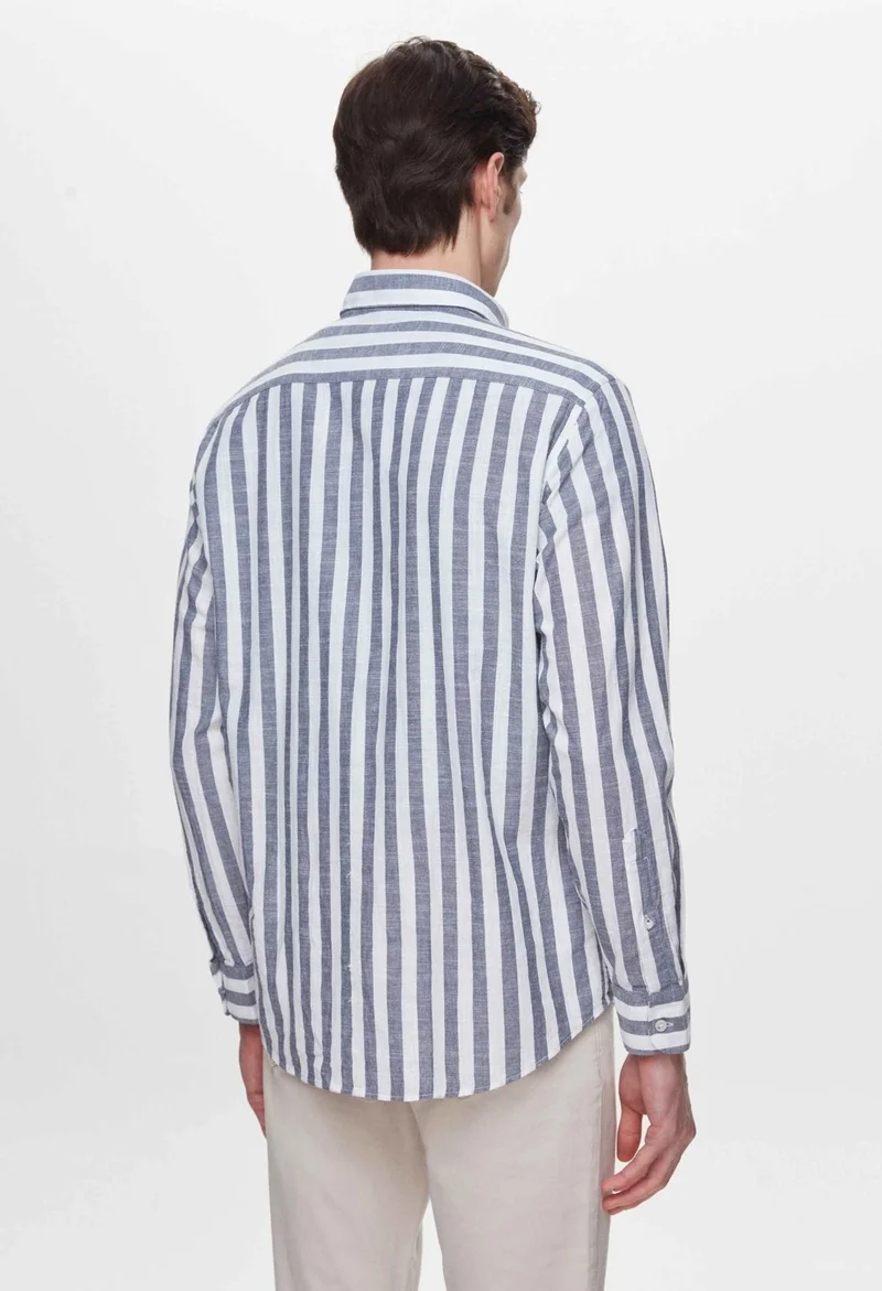 D'S DAMAT Comfort Navy Blue Striped Shirt 2HC022134314M